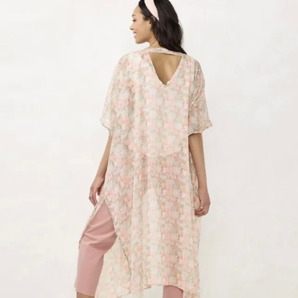 LC Lauren Conrad | Open Back Duster Lightweight One Size (OS) Polka Dot Print